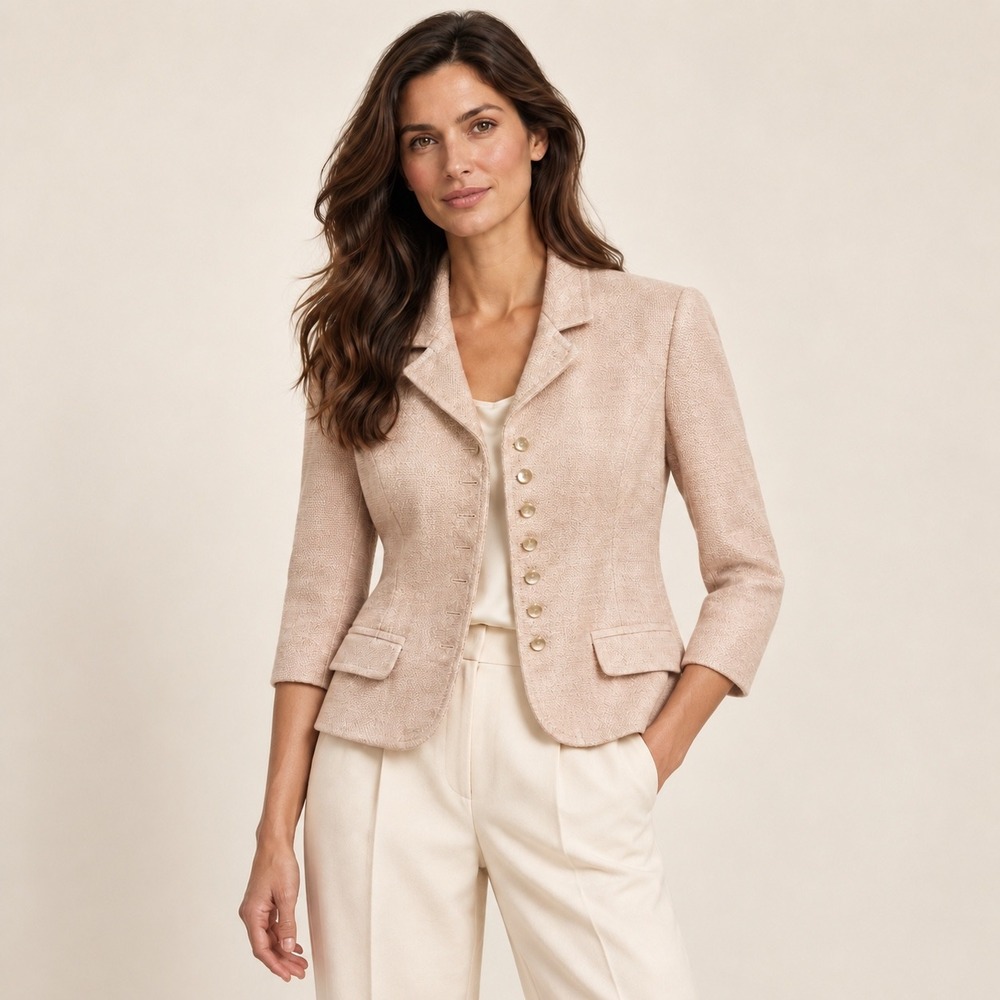 Lauren Ralph Lauren Womens Pink 100% Linen Button Front Blazer Jacket Tailored